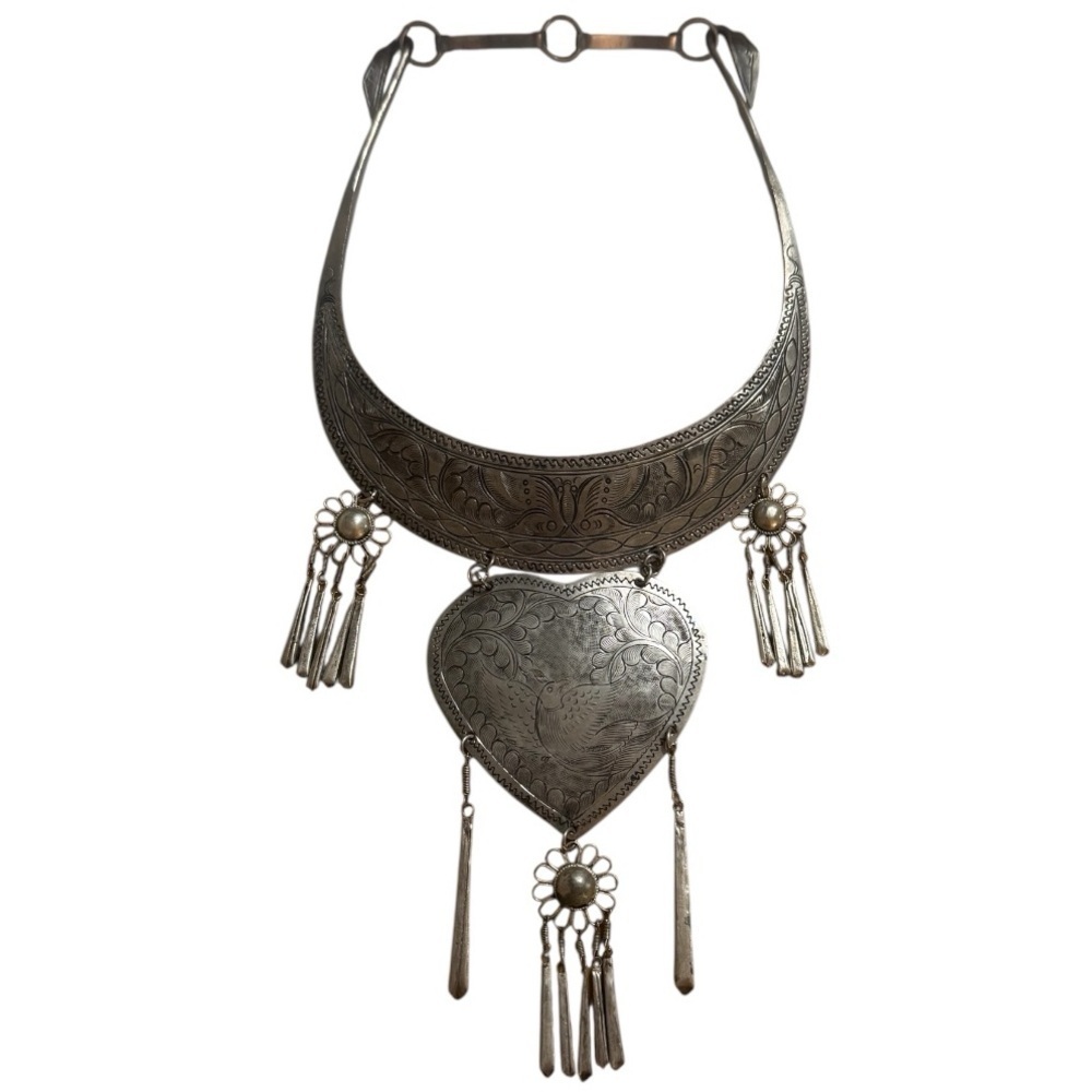 Vintage Miao Hmong Tribal Ceremonial Collar Necklace
Statement Boho Ethnic Bird